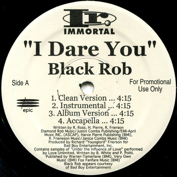 Black Rob / Most Wanted* Featuring Pras Michel : I Dare You / Ain't No Stoppin' (12", Promo)