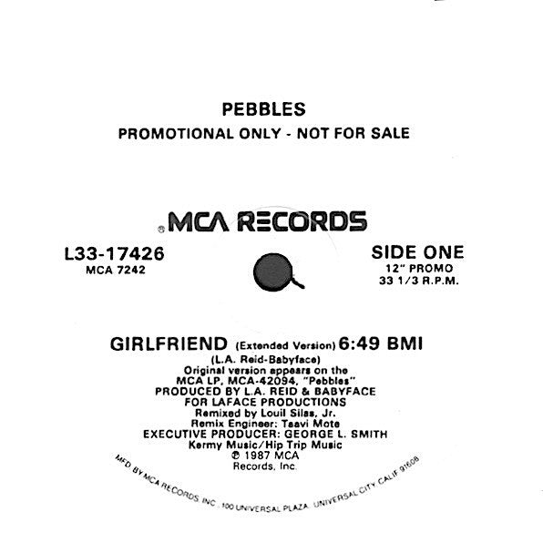 Pebbles : Girlfriend (12", Single, Promo)