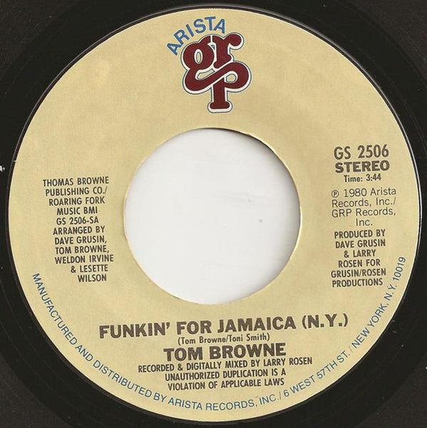 Tom Browne : Funkin' For Jamaica (7", Single)