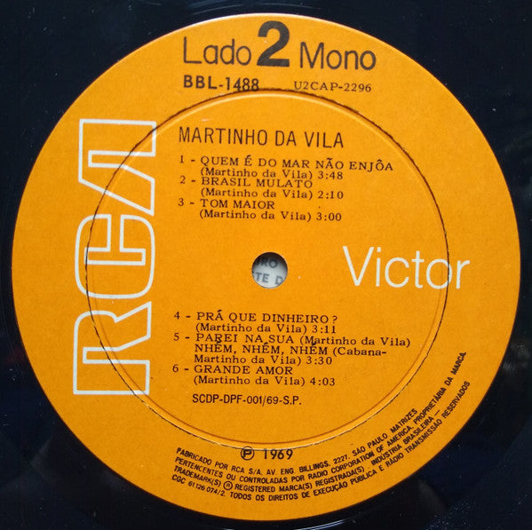 Martinho Da Vila : Martinho Da Vila (LP, Album, Mono)