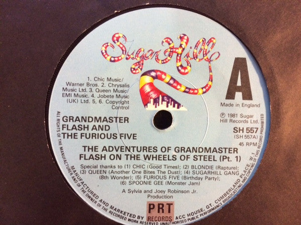 Grandmaster Flash & The Furious Five : The Adventures Of Grandmaster Flash On The Wheels Of Steel (7")