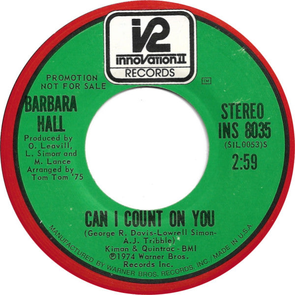 Barbara Hall : Can I Count On You (7", Single, Mono, Promo)