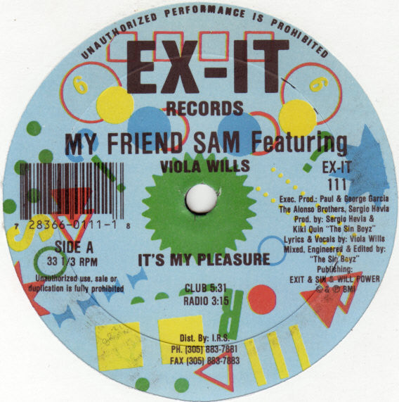 My Friend Sam Featuring Viola Wills : It's My Pleasure (12")