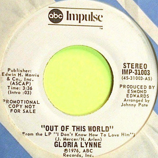 Gloria Lynne : Out Of This World  (7", Promo)