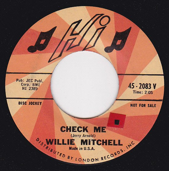 Willie Mitchell : Percolatin' (7", Single, Promo)
