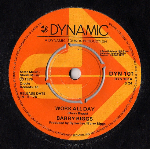 Barry Biggs / The Dynamites : Work All Day / Play All Night (7", Promo)
