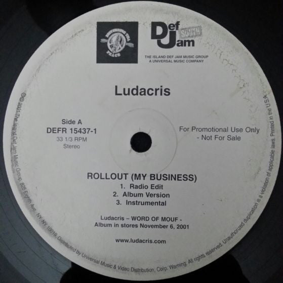 Ludacris : Rollout (12", Promo)