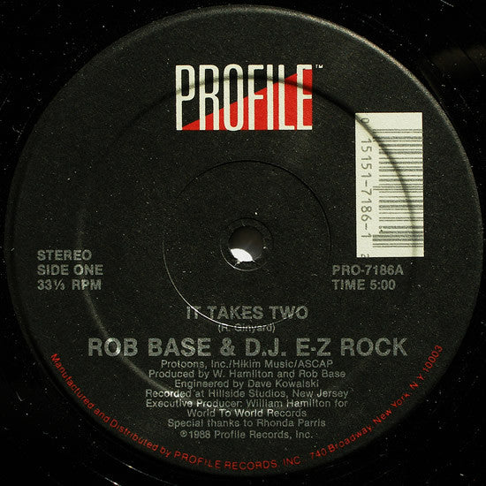 Rob Base & D.J. E-Z Rock* : It Takes Two (12", Single, HRM)