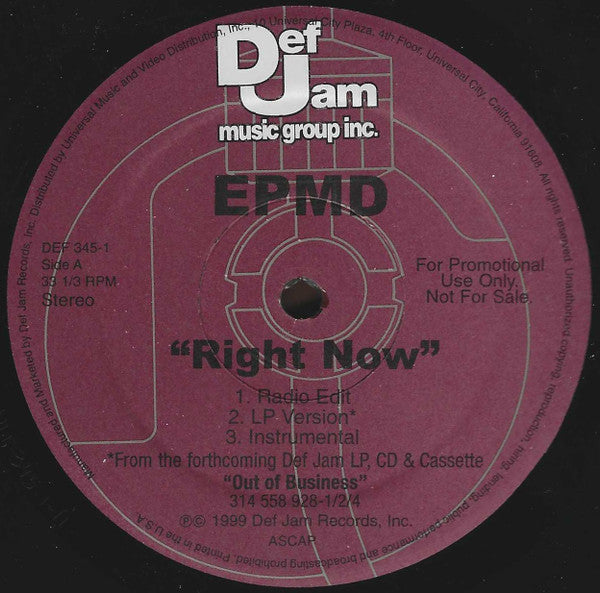 EPMD : Right Now / Symphony (12", Promo)
