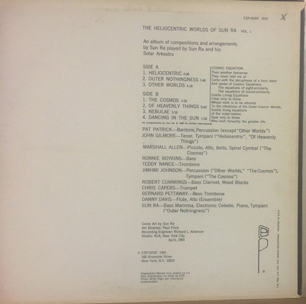 Sun Ra : The Heliocentric Worlds Of Sun Ra (LP, Album, Quad, RE)