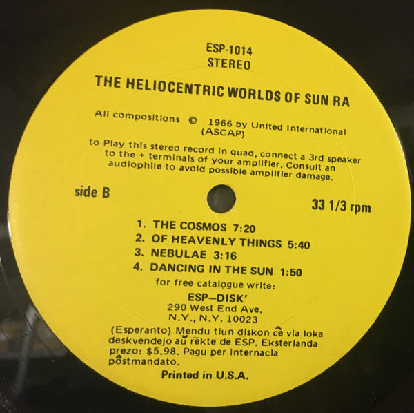 Sun Ra : The Heliocentric Worlds Of Sun Ra (LP, Album, Quad, RE)