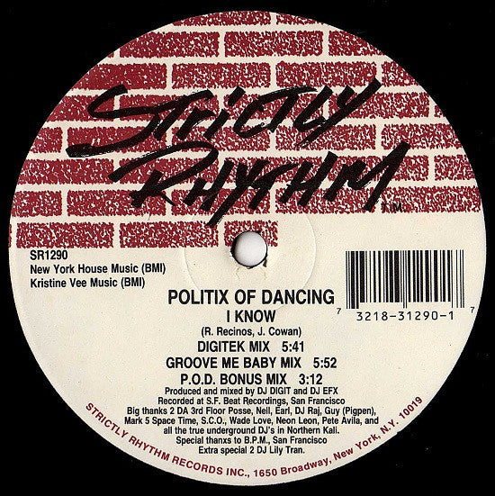 Politix Of Dancing : Swirls / I Know (12")