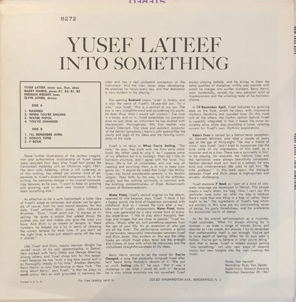 Yusef Lateef : Into Something (LP, Album, Mono)