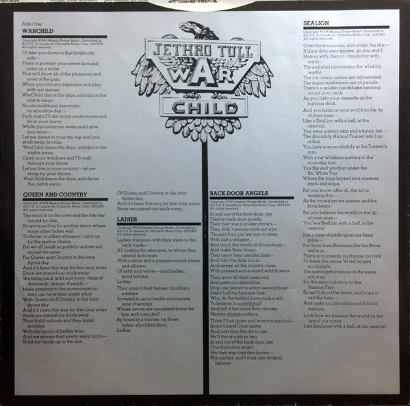 Jethro Tull : War Child (LP, Album, Pit)