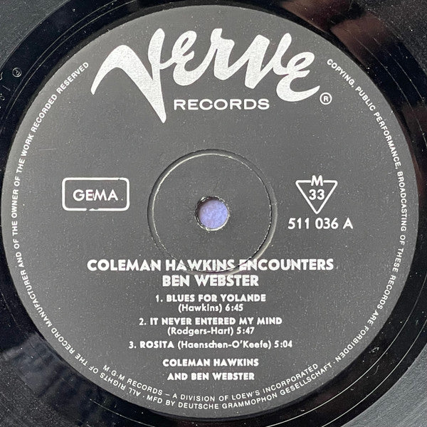 Coleman Hawkins Encounters Ben Webster : Coleman Hawkins Encounters Ben Webster (LP, Album)