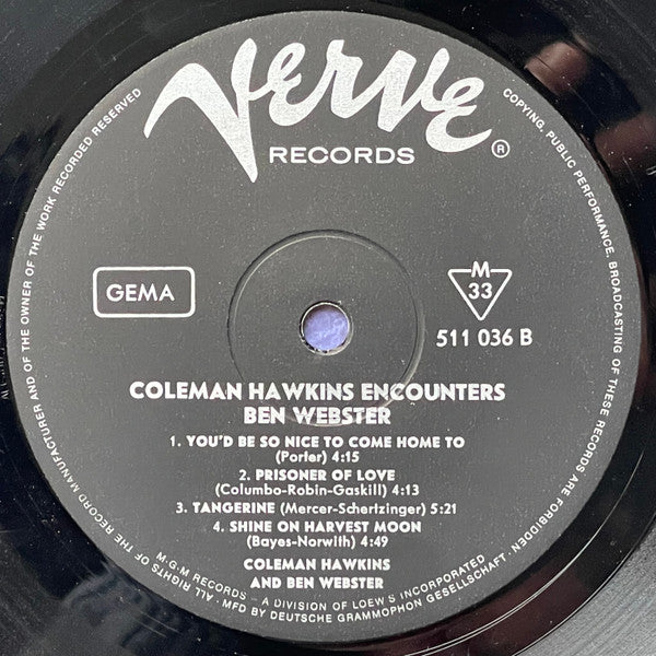 Coleman Hawkins Encounters Ben Webster : Coleman Hawkins Encounters Ben Webster (LP, Album)