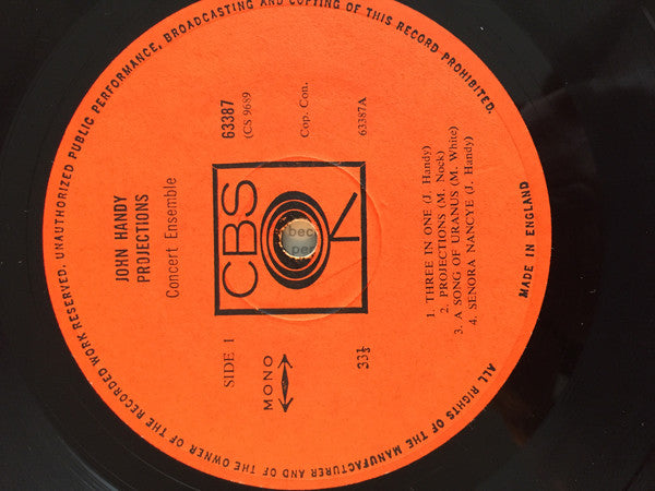John Handy Concert Ensemble : Projections (LP, Album, Mono)