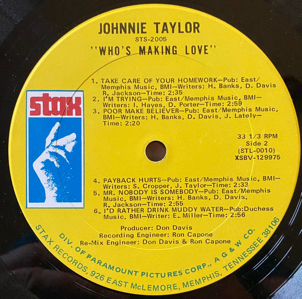 Johnnie Taylor : Who's Making Love (LP, Album, Ter)