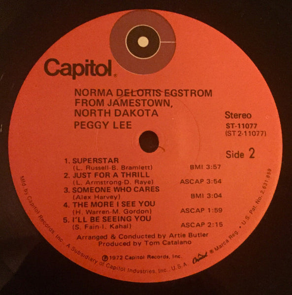 Peggy Lee : Norma Deloris Egstrom From Jamestown North Dakota (LP)