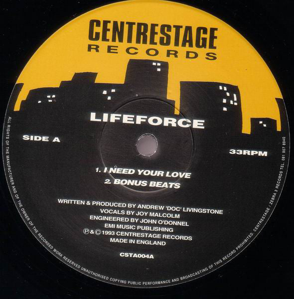 Lifeforce : I Need Your Love / Scatterbox (12")