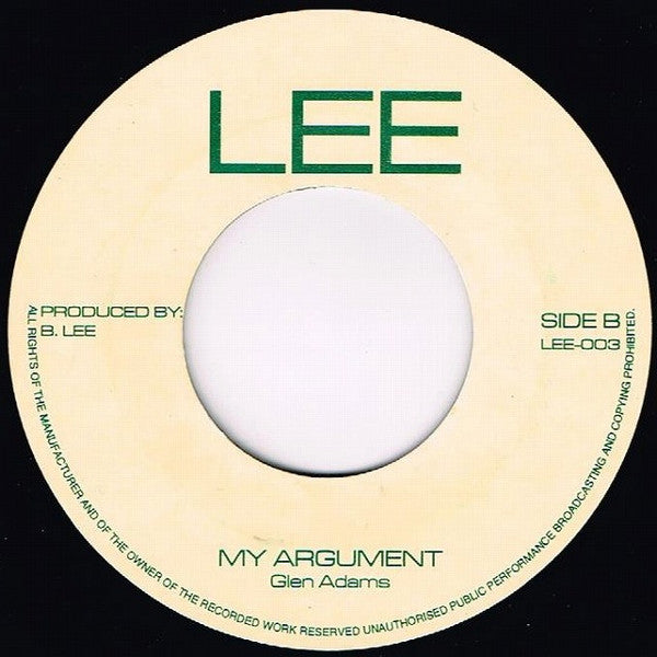 Glen Adams : Dread Saras / My Argument (7", RE)