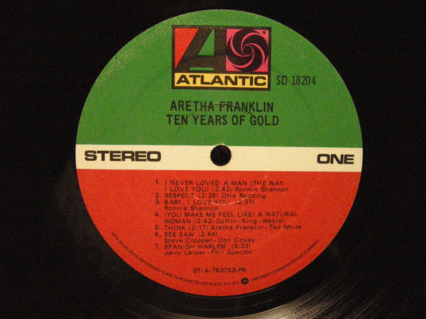 Aretha Franklin : Ten Years Of Gold (LP, Comp, PR)