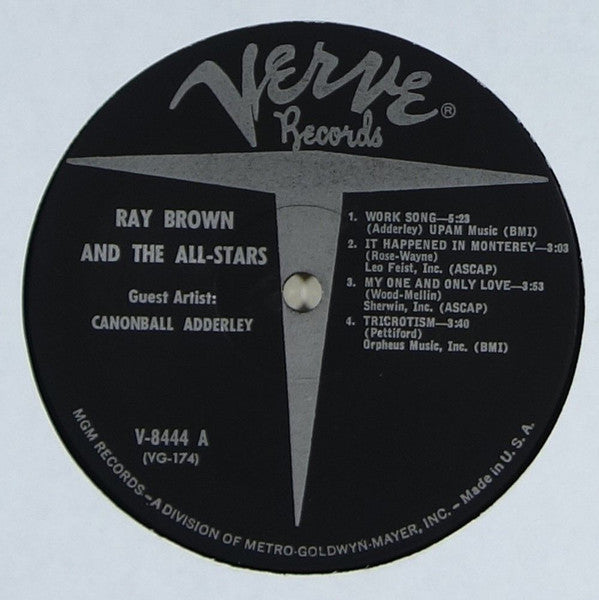 Ray Brown Guest Artist Cannonball Adderley : With The All-Star Big Band (LP, Mono)