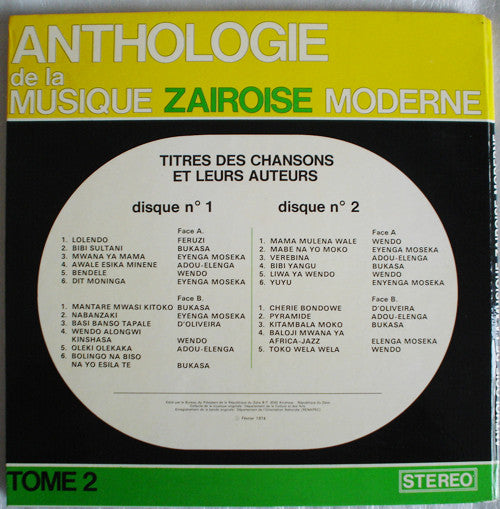 Various : Anthologie De La Musique Zaïroise Moderne Tome 2 (2xLP, Comp)