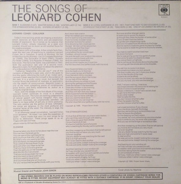 Leonard Cohen : Songs Of Leonard Cohen (LP, Album)