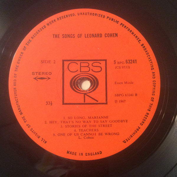 Leonard Cohen : Songs Of Leonard Cohen (LP, Album)