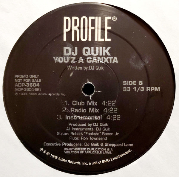 DJ Quik : Down, Down, Down (12", Single, Promo)