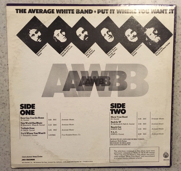 Average White Band : Put It Where You Want It (LP, Album)
