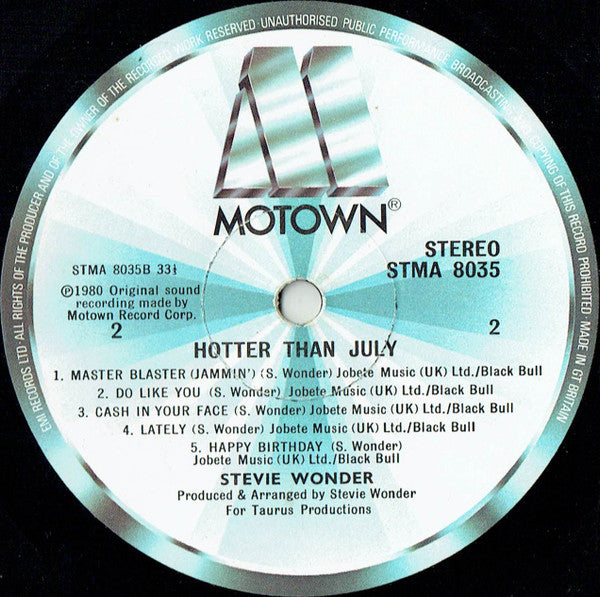 Stevie Wonder : Hotter Than July (LP, Album, Gat)