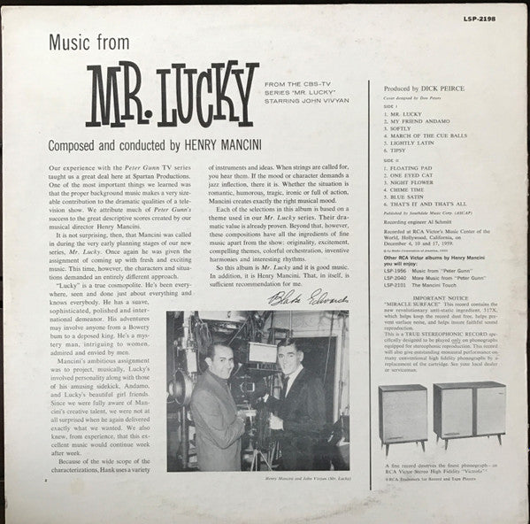 Henry Mancini : Music From "Mr. Lucky" (LP, Album, RP)