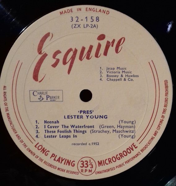 Lester Young : Pres (LP, Album, Mono)
