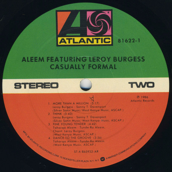 Aleem Featuring Leroy Burgess : Casually Formal (LP, Album)