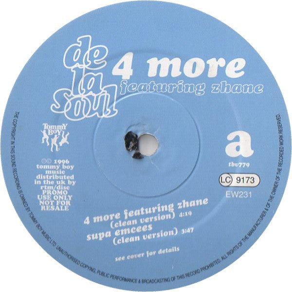 De La Soul Featuring Zhané : 4 More (12", Promo)
