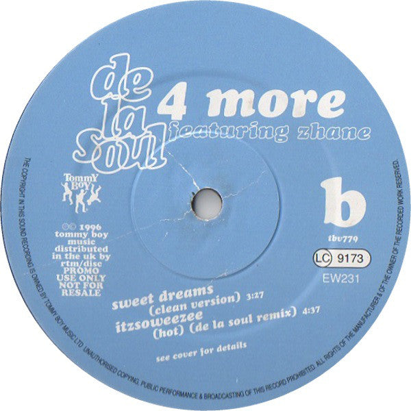 De La Soul Featuring Zhané : 4 More (12", Promo)