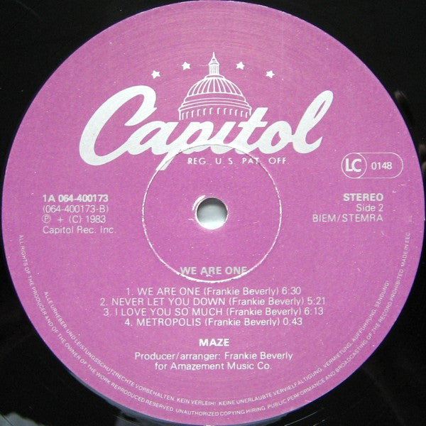 Maze Featuring Frankie Beverly : We Are One (LP, Album)