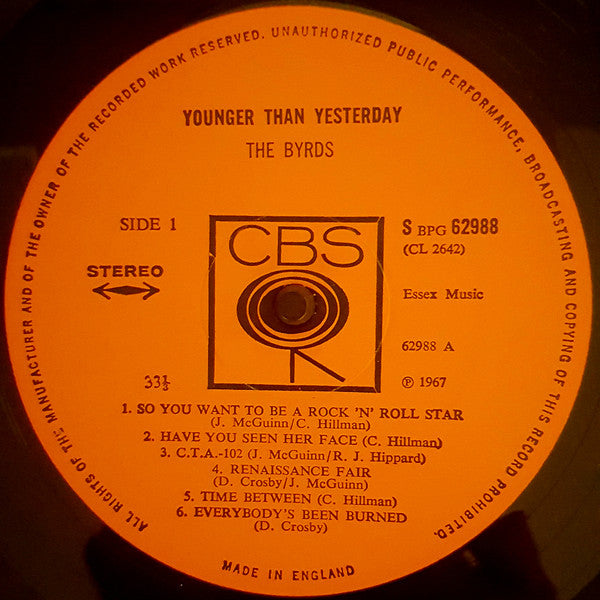 The Byrds : Younger Than Yesterday (LP, Album, RP)