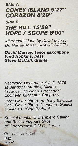 David Murray Trio : Sweet Lovely (LP, Album)