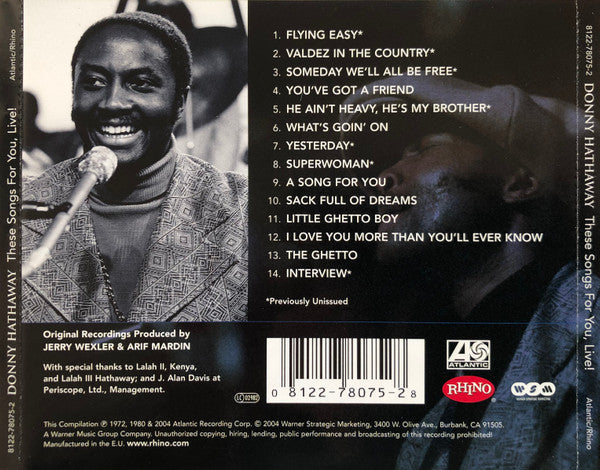 Donny Hathaway : These Songs For You, Live! (CD, Comp)