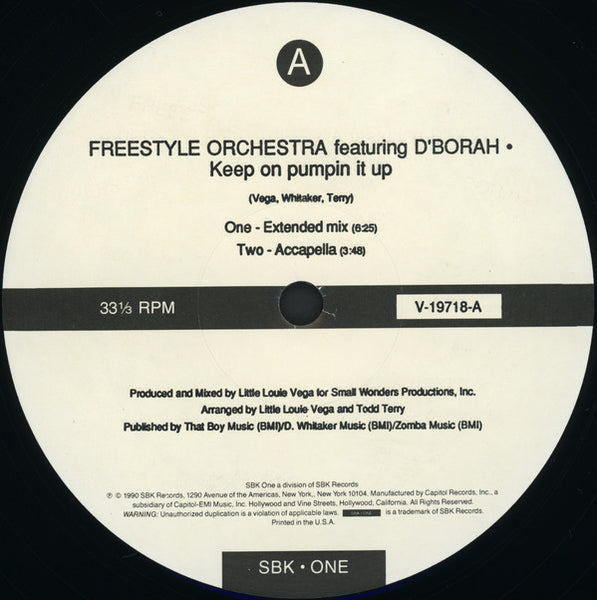 Freestyle Orchestra Featuring D'Bora : Keep On Pumpin It Up (12")