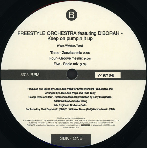 Freestyle Orchestra Featuring D'Bora : Keep On Pumpin It Up (12")