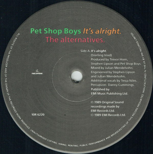Pet Shop Boys : It's Alright (The Alternatives) (10", Single, Ltd, Lyn)