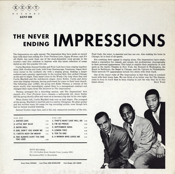 The Impressions : The Never Ending Impressions (LP, Album, RE)