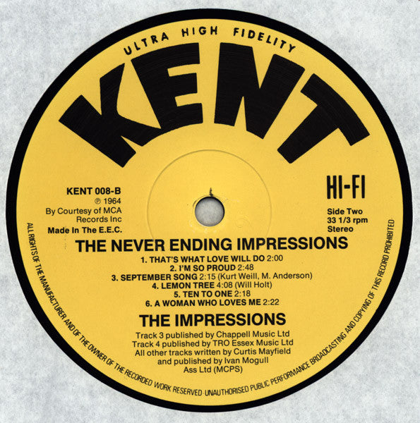 The Impressions : The Never Ending Impressions (LP, Album, RE)