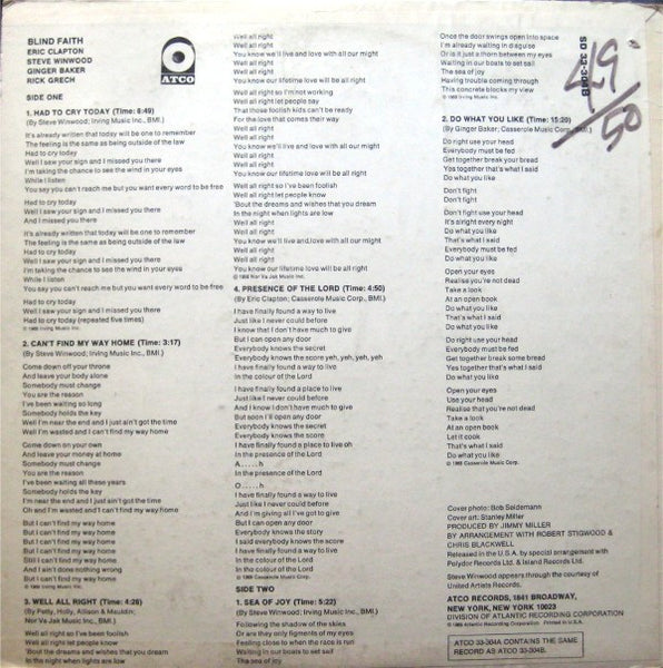 Blind Faith (2) : Blind Faith (LP, Album, PR )