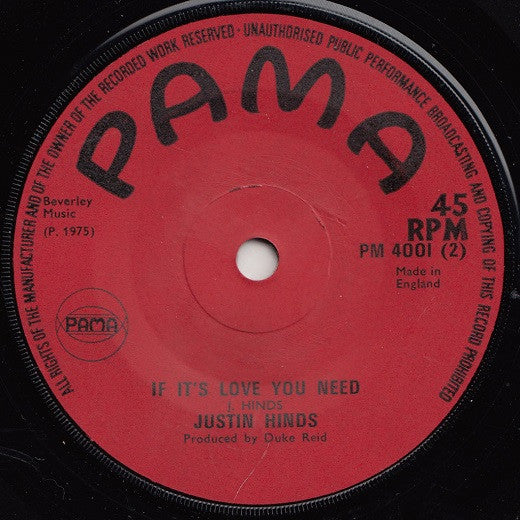 Justin Hinds : Sinners Where Are You Going To Hide / If It's Love You Need (7", Red)