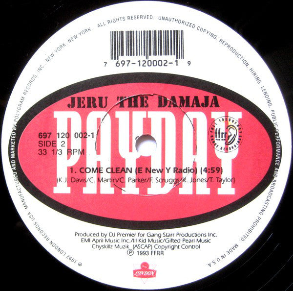 Jeru The Damaja : Come Clean (12", Single)